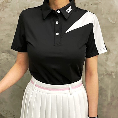 (국내배송) P*G GOLF 포인트 배색 카라티