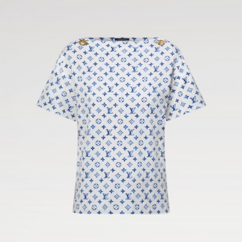 LOUIS VUITTON 아쿠아렐 모노그램 아일릿 티셔츠