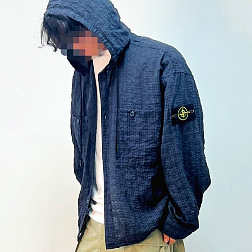스톤아일*드 STONE ISLAND 자카트 체크 후드셔츠