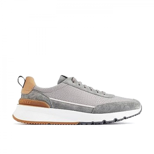브루넬로 쿠치넬리 BRUNELLO CUCINELLI 스웨이드 메쉬 로우 스니커즈