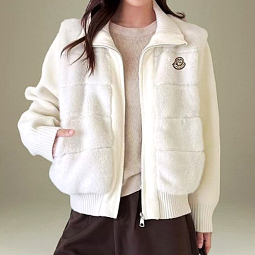 몽클*어 Moncler 울 하이넥 밍크집업