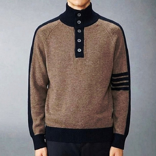 THOM BROWNE 밀라노 사선 4바 폴라넥 스웨터