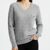 THOM BROWNE 헥터 패치 꽈배기 브이넥 니트 3066-2