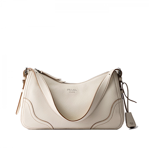 PRADA Aimèe 에메 라지 레더 숄더백 - 초크화이트