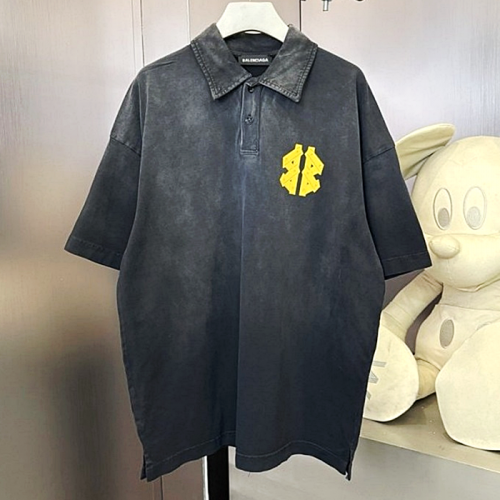 BALENCIAGA 옐로우로고 빈티지 워싱 카라티셔츠