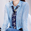 CHANEL 플라워 고리 패턴 화이트 스카프