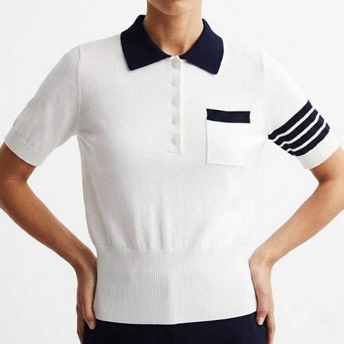 THOM BROWNE 헥터 카라 반팔니트  9727