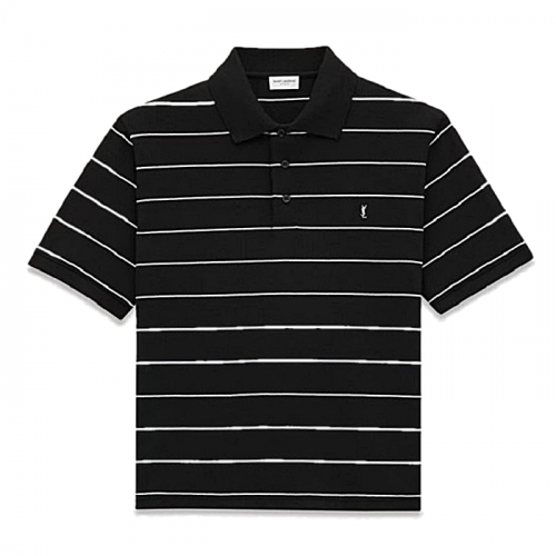 SAINT LAURENT 카산드라 스트라이프 숏슬리브 폴로