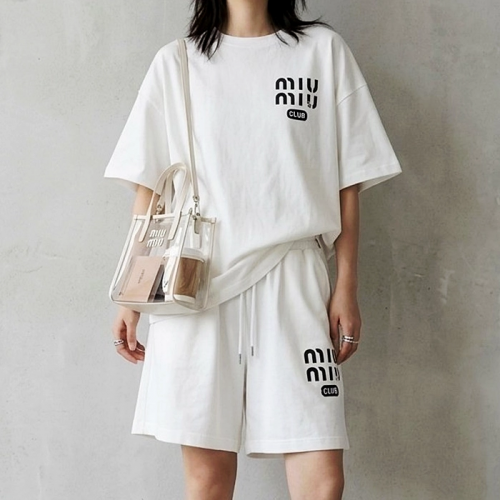 MIUMIU 메인 로고 오버핏 하프 셋업