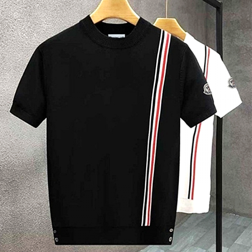 Moncler 좌삼선 라인 라운드 반팔 니트 DX039