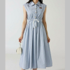 MIUMIU 스트라이프 홀터넥 미디 원피스