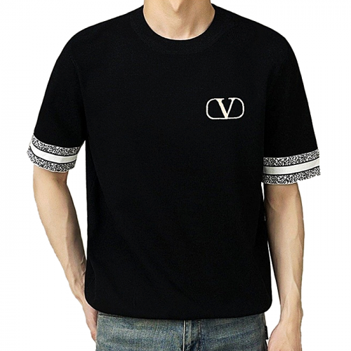 VALENTINO 자수 옴므 반팔띠 라운드 니트 V25617
