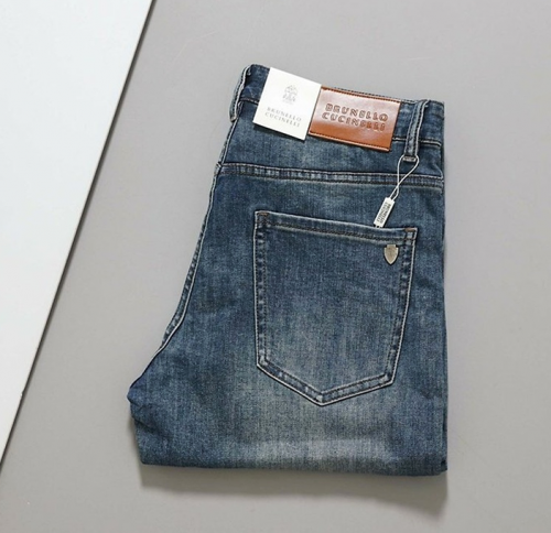 브루넬로 쿠치넬리 BRUNELLO CUCINELLI 금속 엠블럼 데님 팬츠