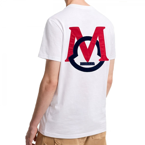 MONCLER M 로고 자수 프린트 숏 슬리브 티셔츠