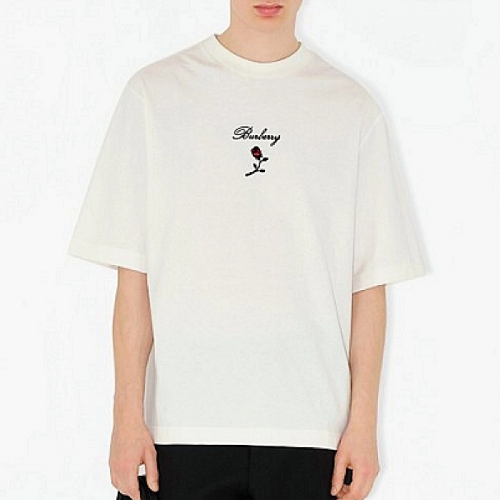 BURBERRY 로즈 로고 자수 티셔츠