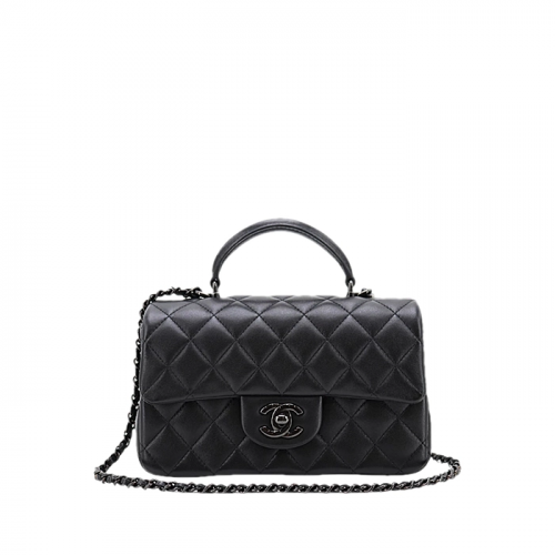 CHANEL 클래식 탑핸들 뉴미니 플랩백 - 블랙
