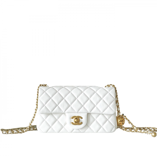 CHANEL 클래식 골든볼 뉴미니 플랩백  - 화이트