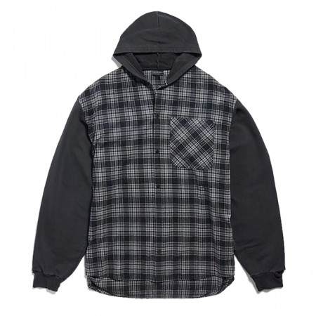 BALENCIAGA 플란넬 하이브리드 후디드 셔츠
