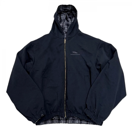 BALENCIAGA 플란넬체크드 리버시블 후디집업