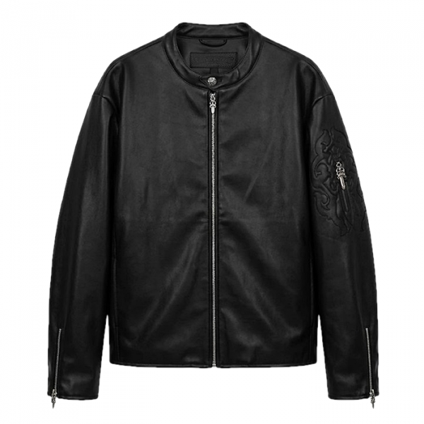 Chrome Hearts 대거 크로스 모토 레더 자켓