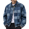 LOUIS VUITTON 모노그램 체크 패턴 배색 데님 지퍼 재킷