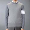 THOM BROWNE 밀라노 4바 투톤 라운드 니트