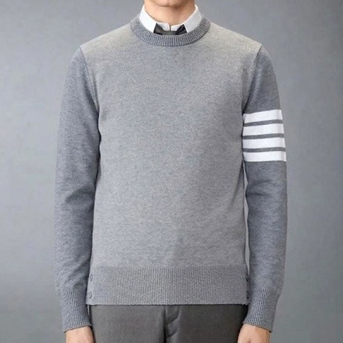 THOM BROWNE 밀라노 4바 투톤 라운드 니트
