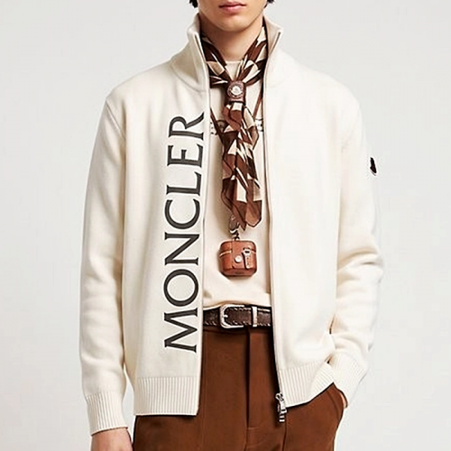 Moncler 인타르시아 레터링 하이넥 니트 집업