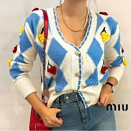 MIUMIU 송이 아가일 가디건