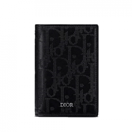 DIOR Oblique 자카드 카드 지갑 - 블랙