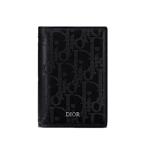 DIOR Oblique 자카드 카드 지갑 - 블랙