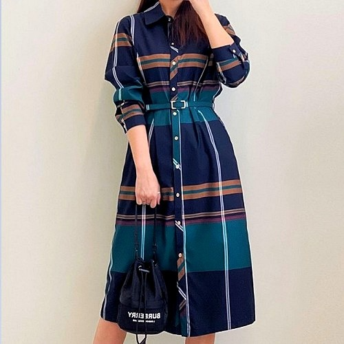 버*리 BURBERRY 클래식 빅체크 벨트 원피스