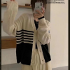 MONCL*R 배색 줄가라 니트 가디건