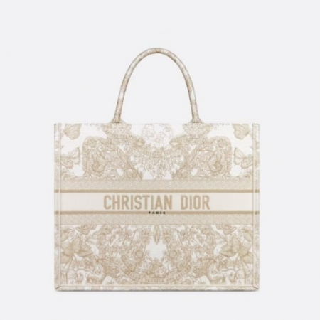 DI*R BOOK TOTE 라지 백 골드 & 화이트