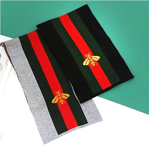 GUCCI 꿀벌 삼선 양면 머플러