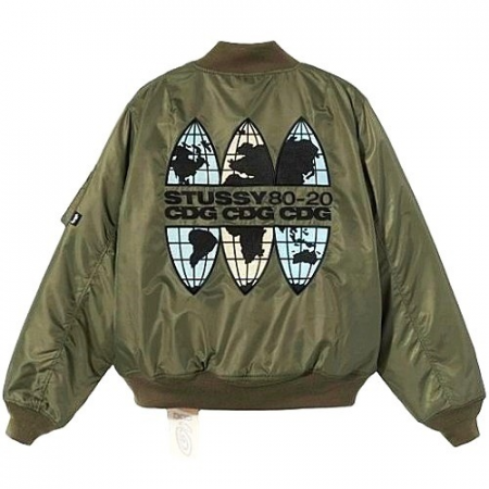 스투시 STUSSY x CDG 글로브로고 MA-1 자켓