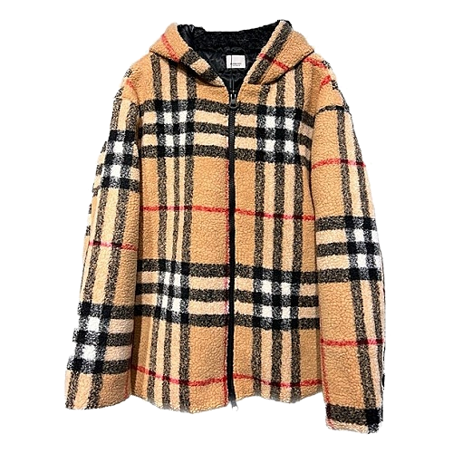 BURBERRY 체크드 플리스 후디집업