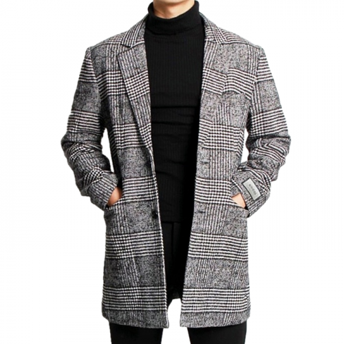 GUC*I   하운드 글렌체크 하프 코트