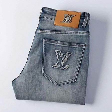 LOUIS VUITTON  LV 자수패치 스판 데님 진