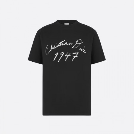DIOR 핸드라이팅 Christian Dior 캐주얼 핏 티셔츠 - 블랙