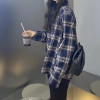 크롬*츠  CH 십자가 패치 버튼로고 체크 셔츠 - 남여공용