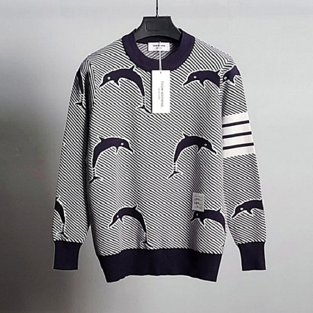 톰브*운 THOMBROWNE 사선완장 돌핀 울 니트