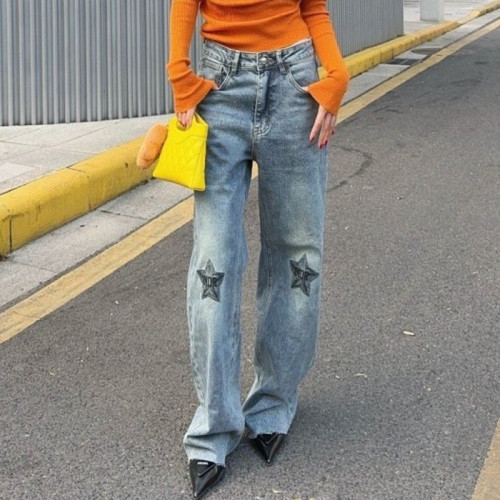 DI*R   24FW 포인트 자수 컷팅 스트레이트 팬츠