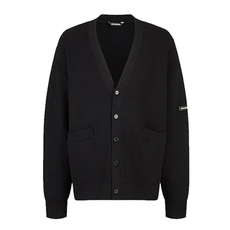 BALENCIAGA 러버 라이즈드 로고 V넥 가디건