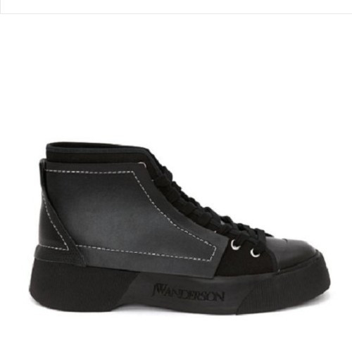 JW Anderson 캔버스 앤 레더 하이탑 스니커즈 블랙