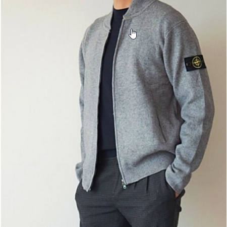 스톤아일*드 STONE ISLAND 울집업 블루종