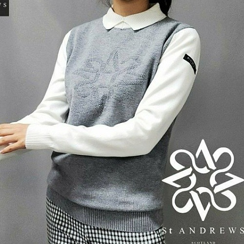 (국내배송) S.t ANDREWS 텐션 배색 방풍 니트