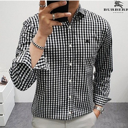 버*리 BURBERRY 엠브로이드 스퀘어 체크셔츠