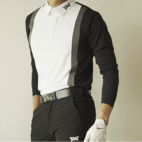 (국내배송) P*G GOLF 블럭 라인 밸런스 카라 티셔츠