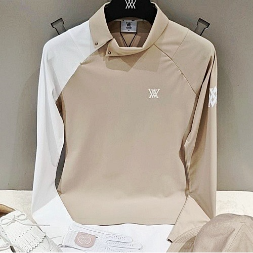 (국내배송) 어* ANEW GOLF 스터드 시크릿 집업 카라 티셔츠